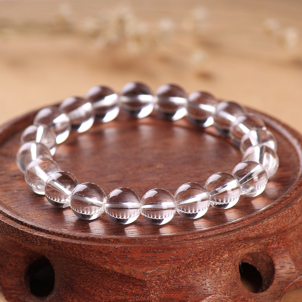 帝凯 跨境天然近净体白水晶手链男女款白水晶单圈手串工厂批发