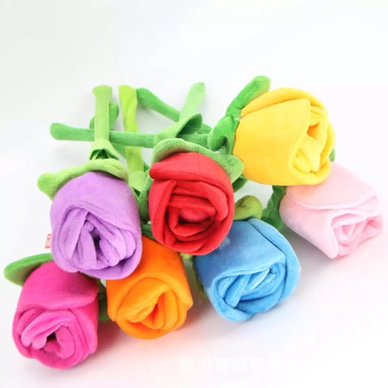 仿真玫瑰花敲背棒毛绒玩具花朵婚庆节日礼品按摩棒公仔母亲节礼物