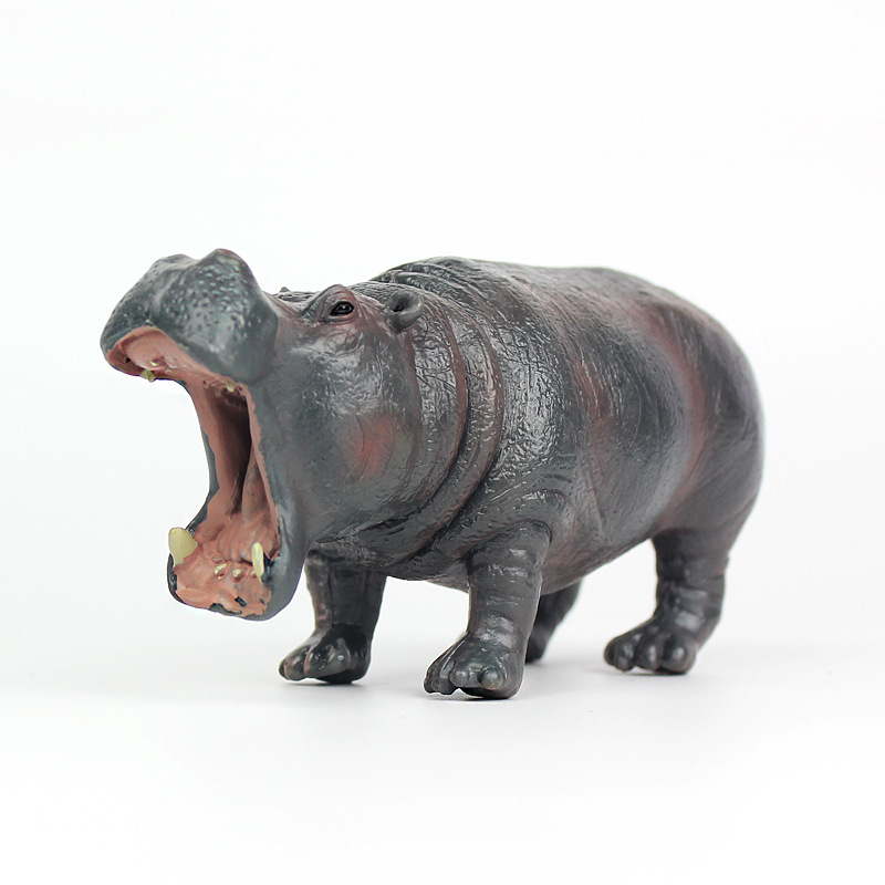 跨境热销仿真野生动物模型大母河马塑料实心儿童玩具摆件礼物