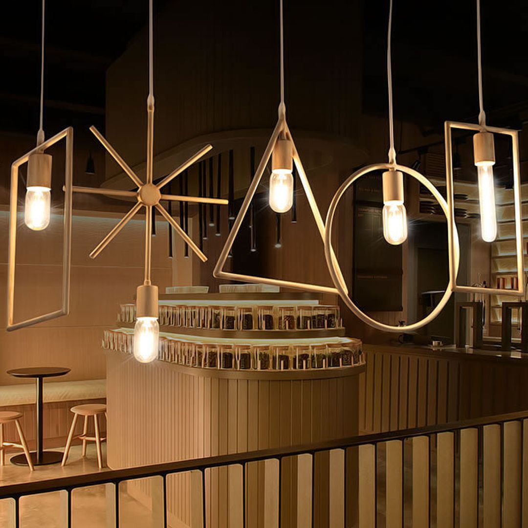 橱窗吧台灯具餐饮店服装店正方形长方形圆形三角形米字形几何吊灯