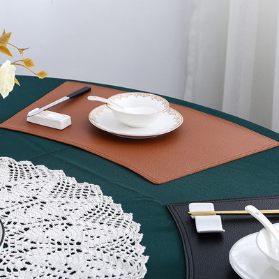 欧式酒店防水隔热扇形免洗加厚皮革餐垫 西餐餐桌垫盘垫
