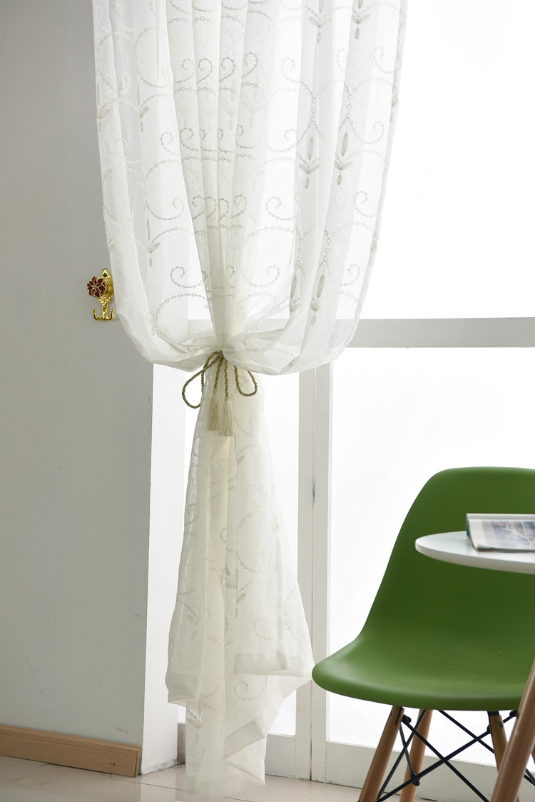 窗帘纱帘成品韩式田园欧式刺绣花窗纱飘窗白纱客厅卧室麻纱布料