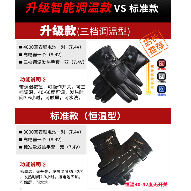 Winter Electric Heating Gloves Charging Heating Men and Women Electrically Heated Gloves Electric Car Motorcycle Five Finger Warm Heating Gloves