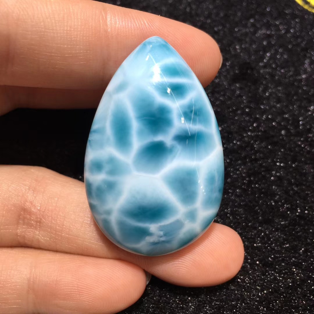 海纹石天空蓝满龟背纹大水滴吊坠挂件厂家批发