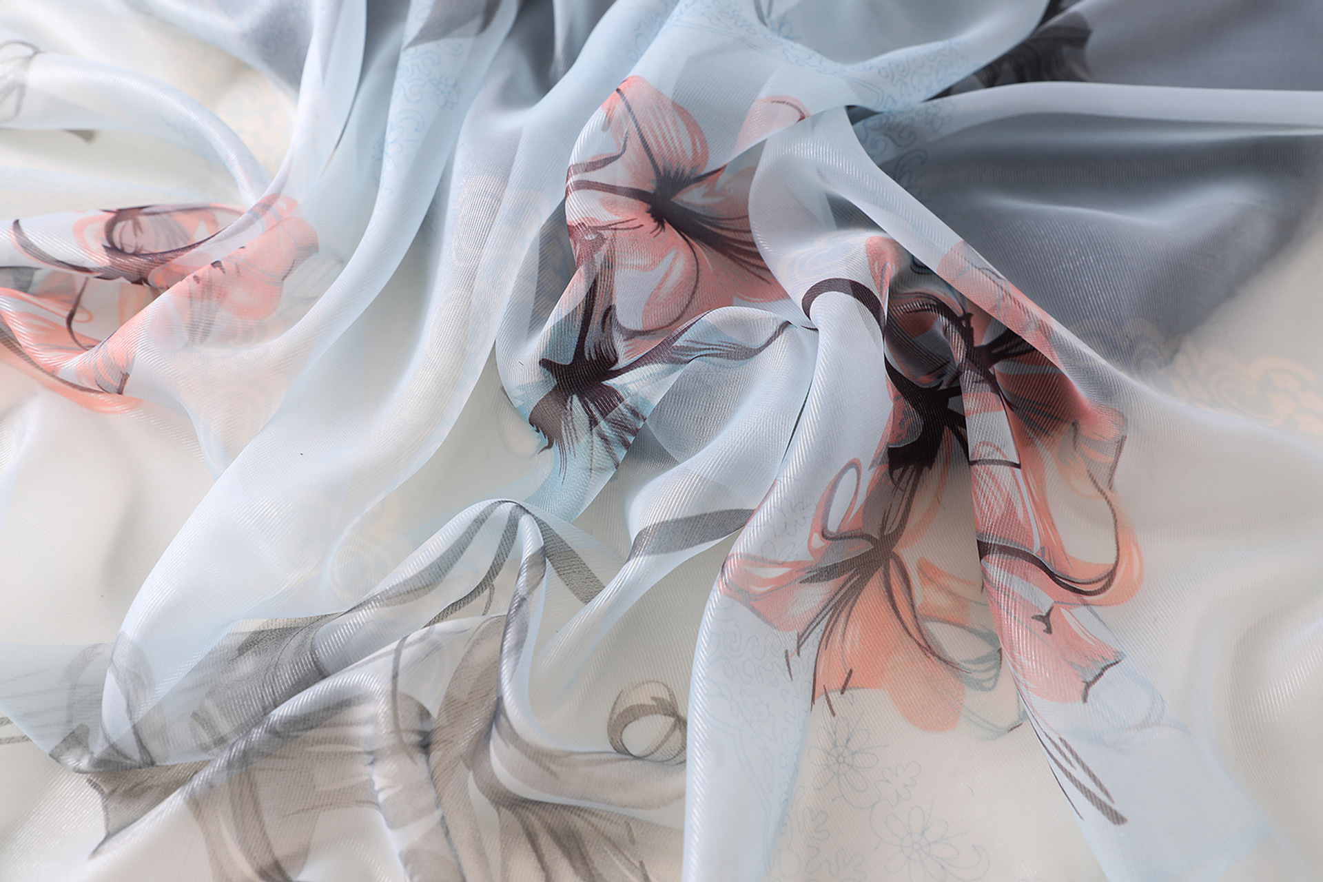 夏季新款青丝亮纹丝巾女雪纺防嗮沙滩巾花卉印花披肩围巾气质百搭