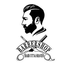 barbershop 大胡子男人 剪刀 图案理发店橱窗玻璃装饰墙贴