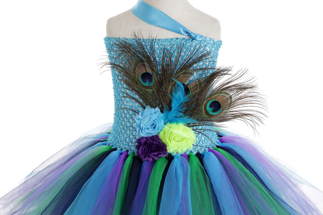 女宝宝春装突突裙芭蕾 大牌手工礼物 自制创意孔雀裙子 儿童