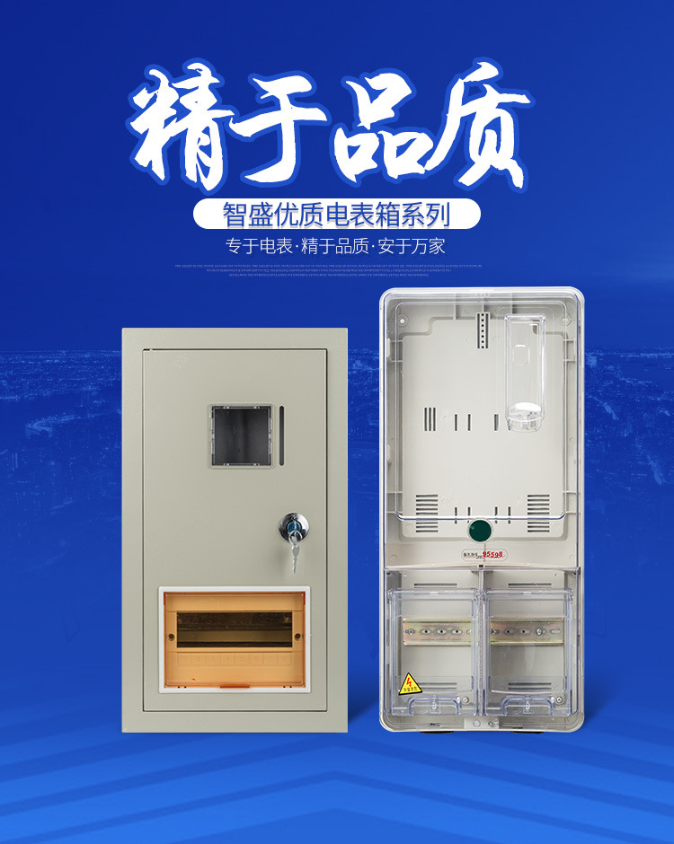 电子式三相电表箱配电箱塑料透明pz40铁质出租房房东电表箱 1-8户