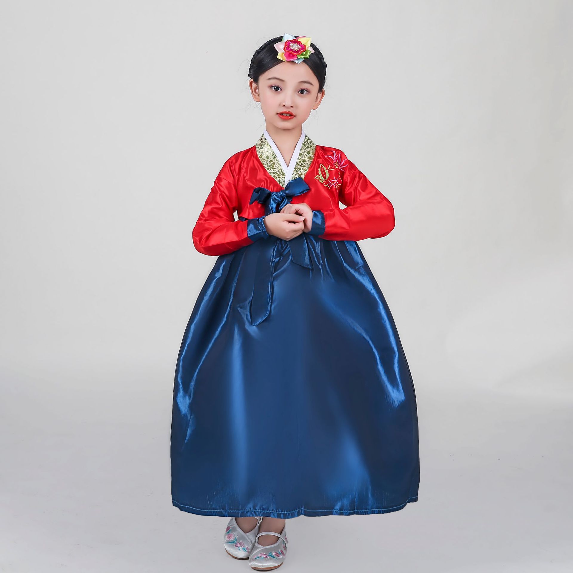 女童韩服朝鲜儿童少数民族风韩国小女孩子刺绣花表演出舞台蹈服装