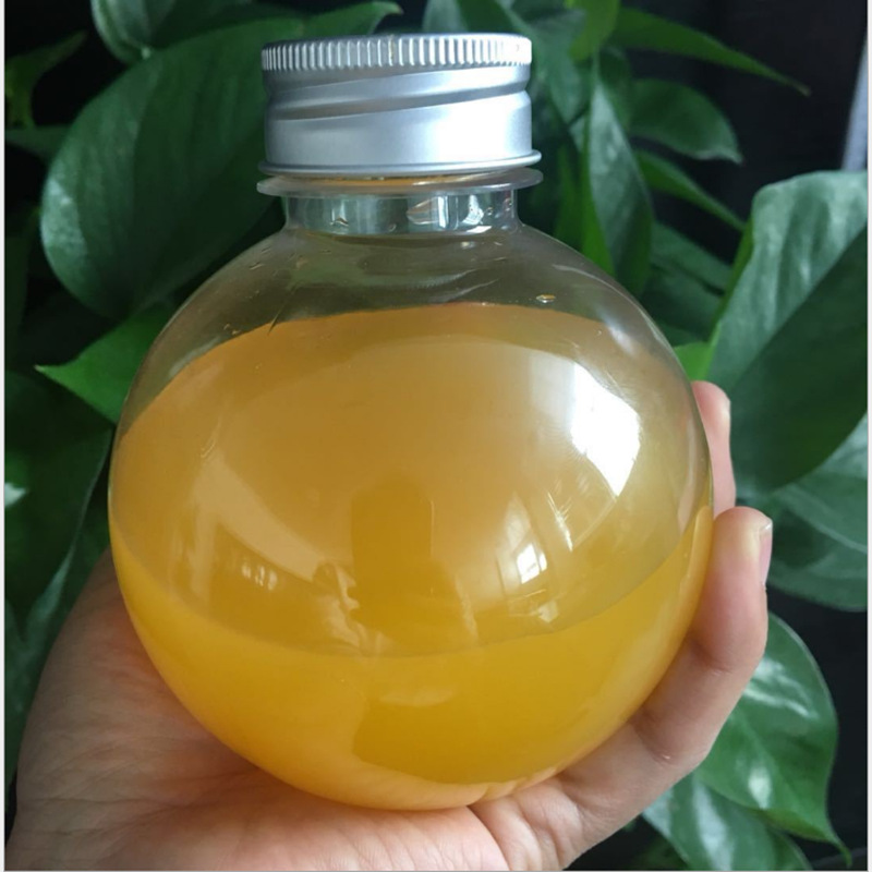 饮料瓶厂家供应400ml大口圆球饮料瓶可装冰块带防盗盖 可定制