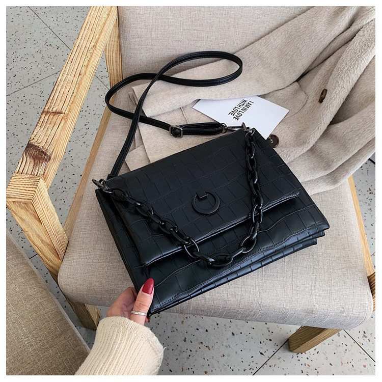 超软质感石头纹信封包大容量双层链条单肩包韩国百搭斜挎女包批发