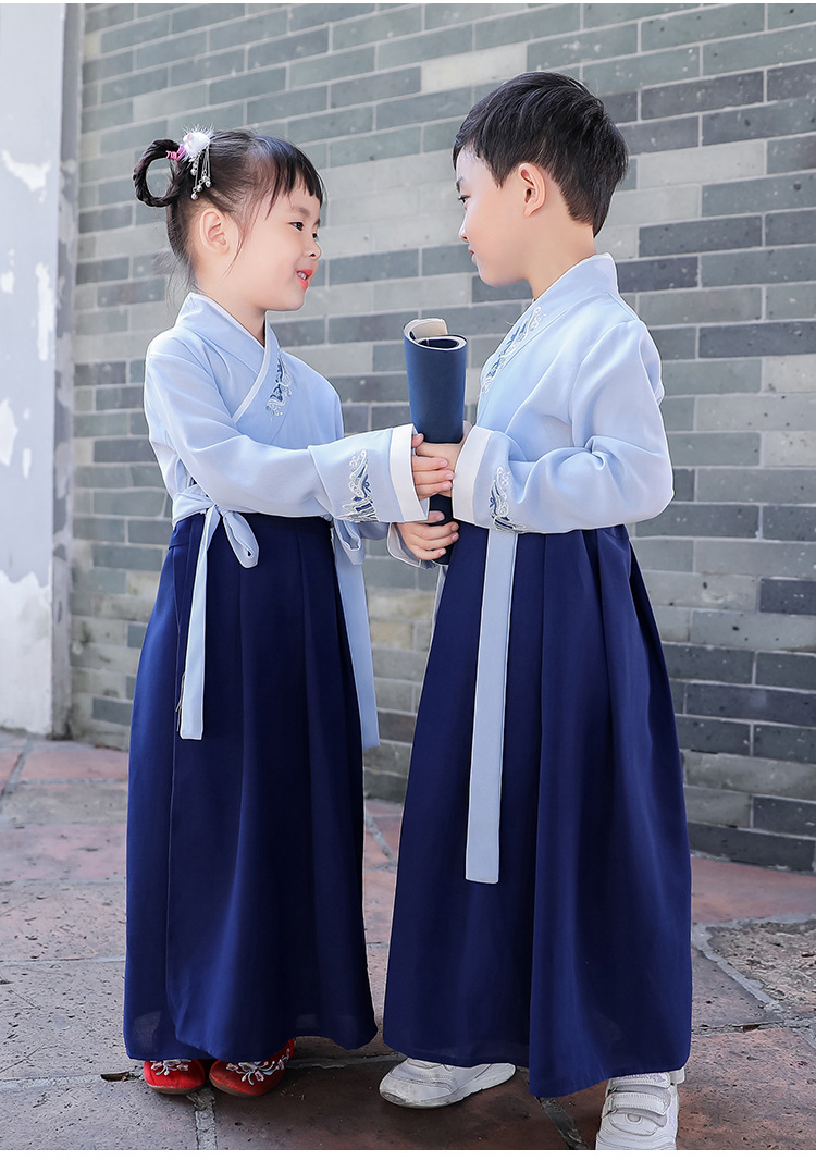 6093原创儿童汉服男女中大童中小童学生开学礼套装男孩女装国学服