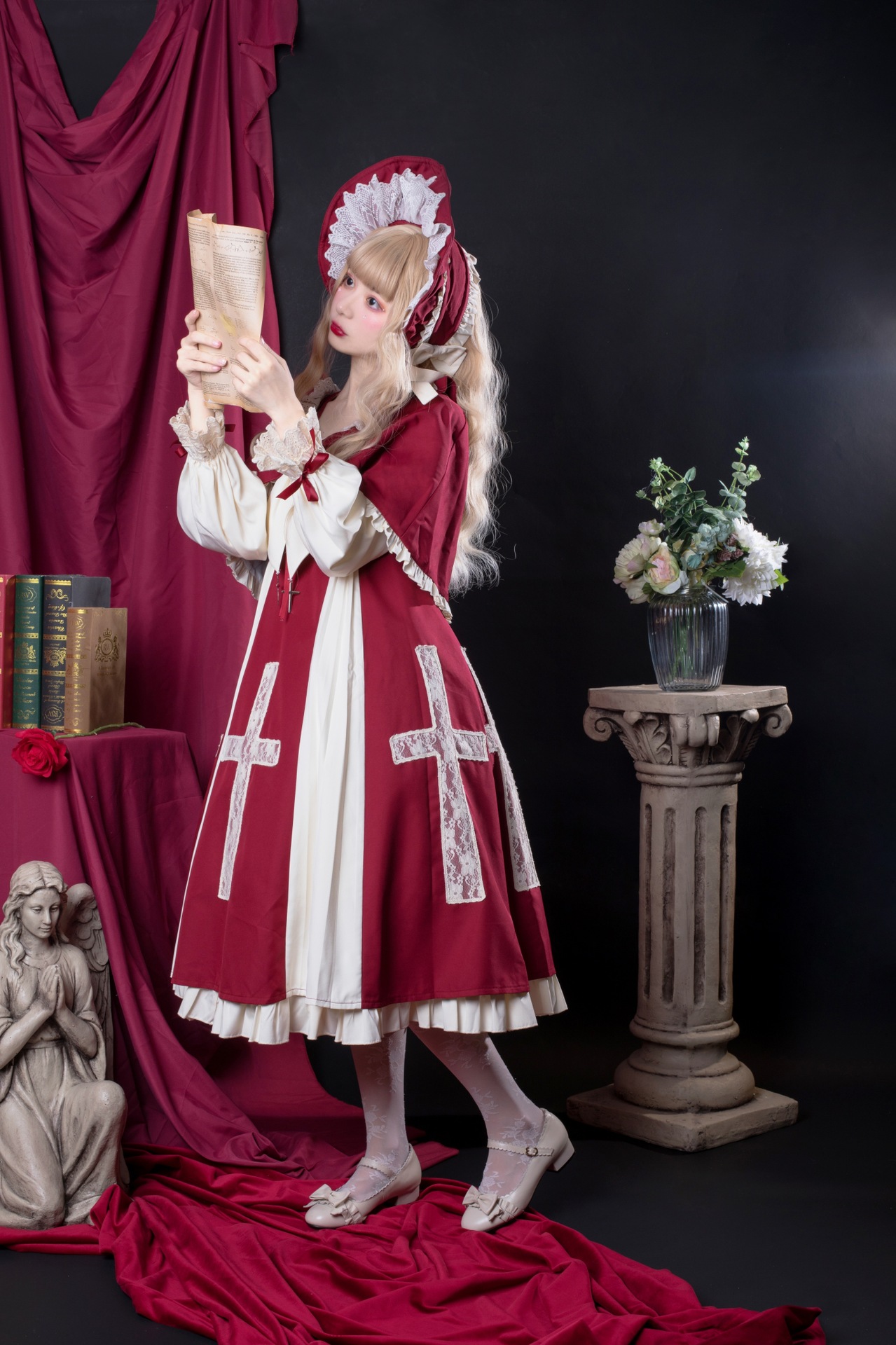 原创秋冬复古洛丽塔lolita十字契约op两件套长袖连衣裙