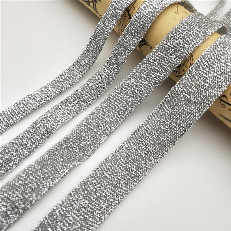 多规格金丝银丝针织织带 彩色涤纶横拉经编包边带 金银丝针织带