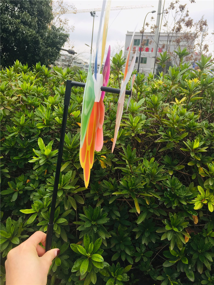 36cm双层彩色手指花风车户外农庄楼盘花园插地风车pvc防水风车