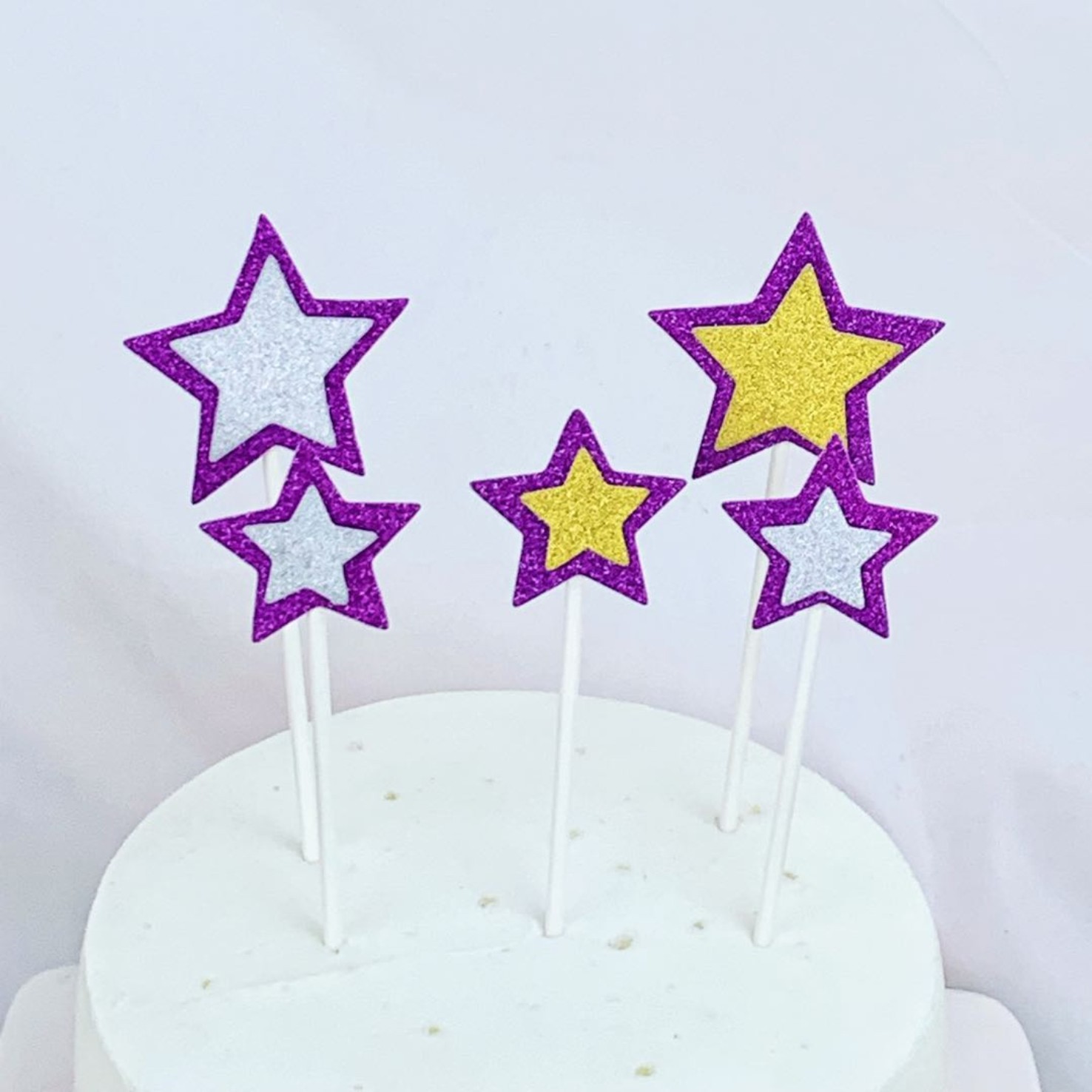 蛋糕装饰双层五角星插牌儿童生日节庆插旗diy烘焙甜品台情景装扮