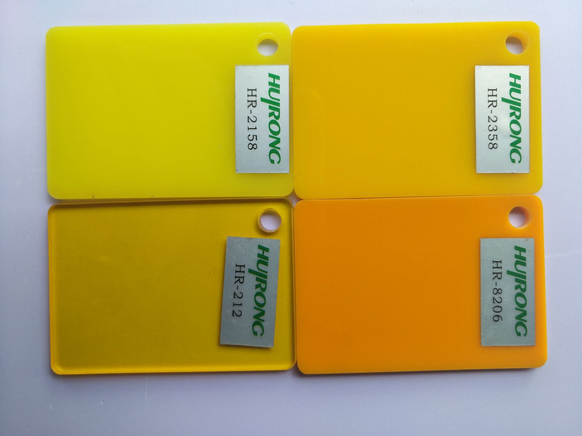 亚克力浇筑颜色板黄色浅黄中黄深黄柠檬黄