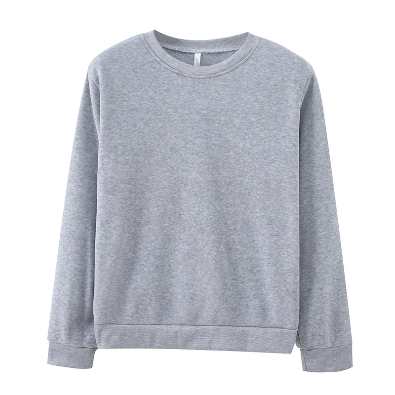 工厂发货韩版修身白色卫衣 涤纶纯色加厚男女套头圆领长袖上衣