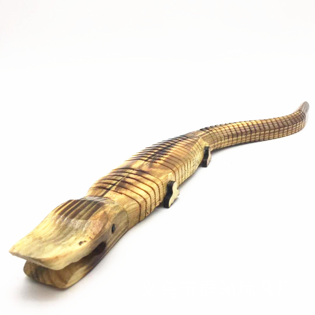 厂家直销 40cm 鳄鱼 关节能动 木头动物仿真模型木质工艺品摆件