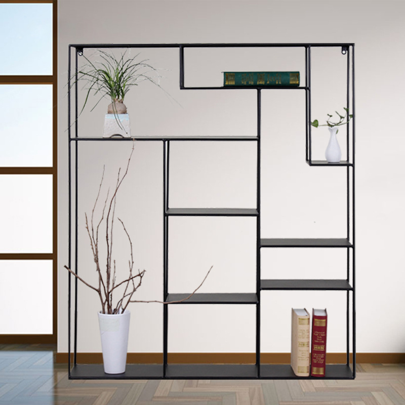 北欧风格多层置物架多格不规则隔板式铁艺休闲落地创意书架成列架