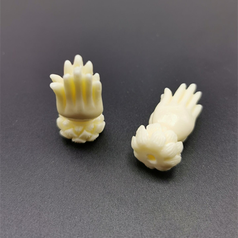 精美象牙果莲花佛手粉压雕刻散珠 diy菩提佛珠手链项链配饰厂批发