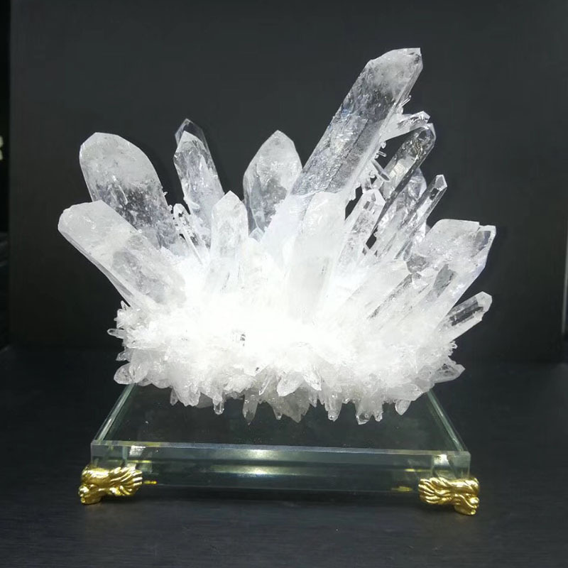 批发天然白水晶簇黄水晶晶簇原石工艺品摆件