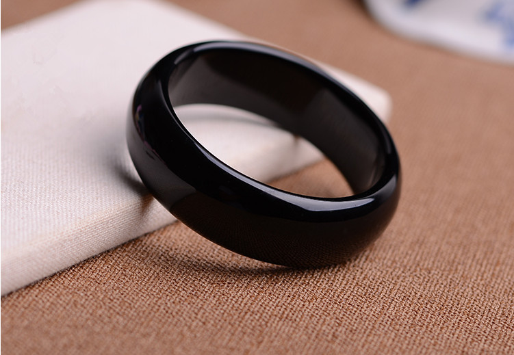 天然加宽5a级黑玛瑙手镯经典款黑玉髓正品女款 旺夫镯 送礼款