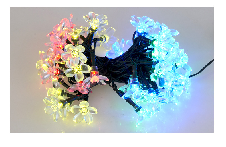 跨境亚马逊太阳能樱花灯7米50灯led防水灯串婚庆灯庭院桃花灯串