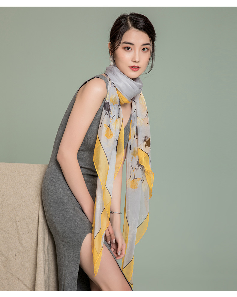 布塔丝巾女长款真丝雪纺围巾杭州丝绸真丝桑蚕丝围巾pt19k110
