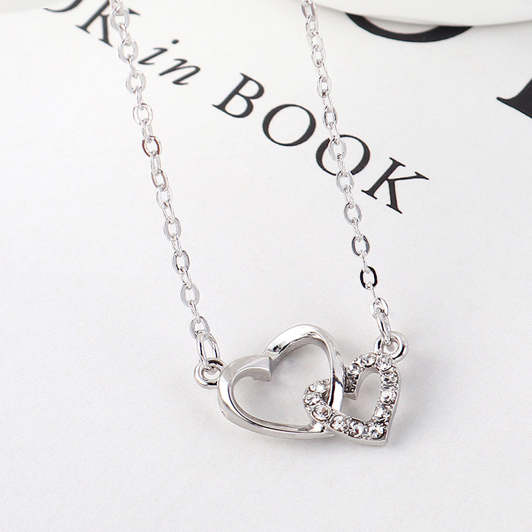 韩版小清新七夕心心相依吊坠爱心形项链女学生圣诞节礼物首饰直销