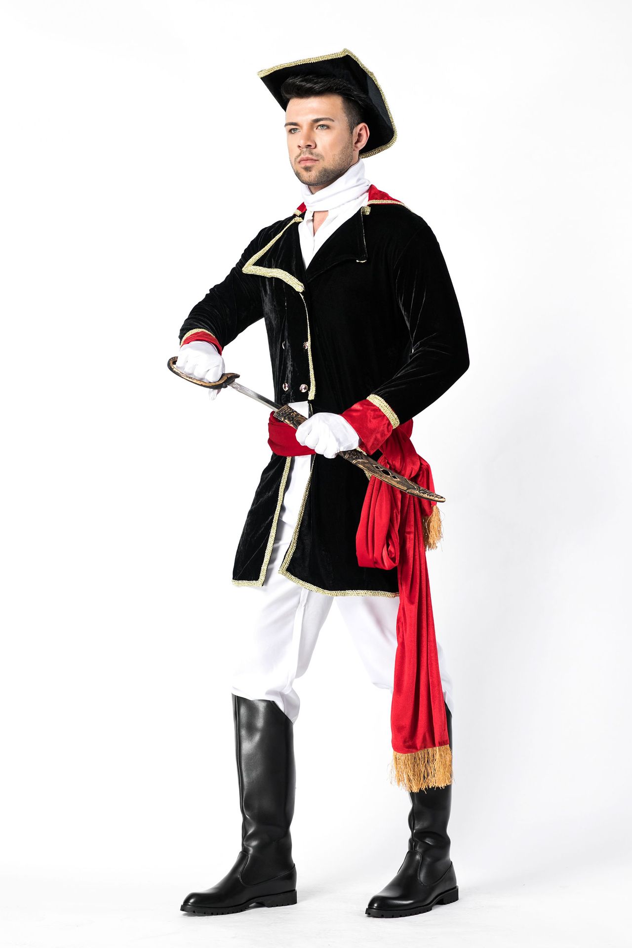 成人cosplay男装表演服中世纪骑士国王士兵军官万圣节服装海盗装