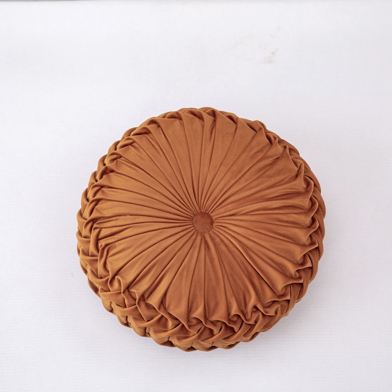 Factory Cross-Border Ins Nordic Cushion round Solid Color Office All-Match Pillow Handmade Pleated Floor Pillow