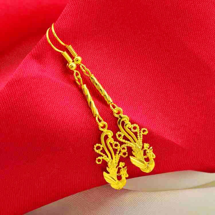 Wholesale Simulated Vietnam Alluvial Gold Tassel Earrings Korean Style European Gold Long Women's Earrings Copper-Plated Gold Earrings for Women
