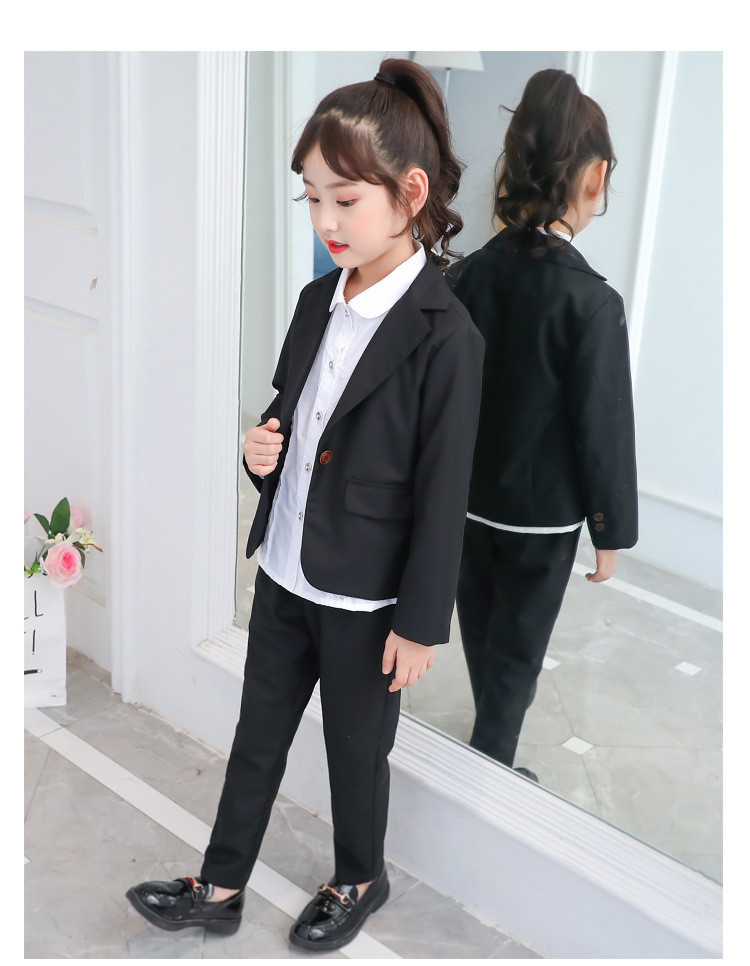 女童套装儿童西装套装结婚小伴娘衣服中大童西装三件套表演演讲服