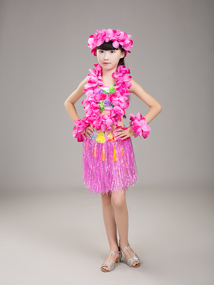 儿童夏威夷草裙套装女童环保服装幼儿草裙舞服装道具表演服海草舞