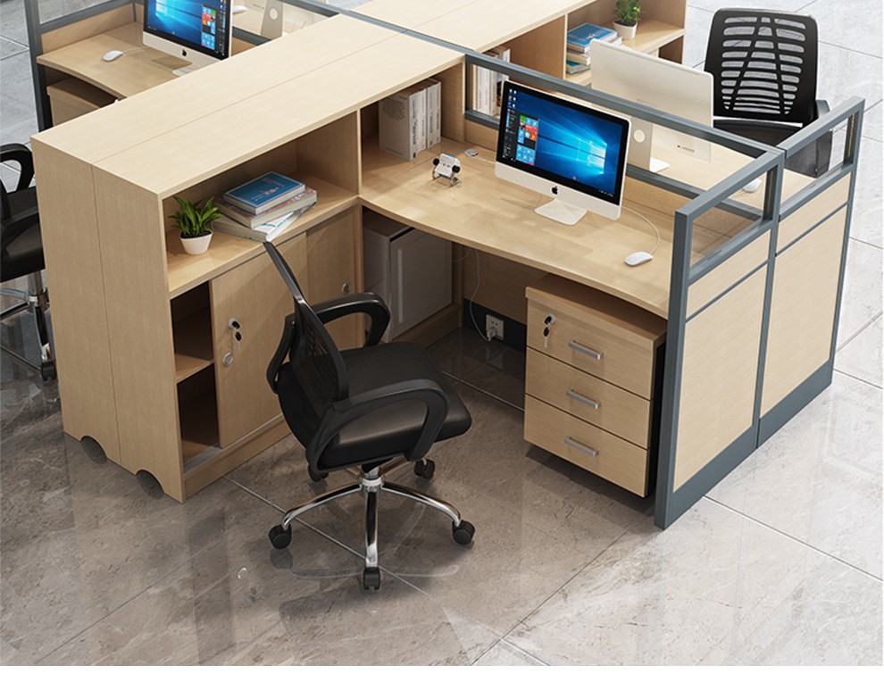 厂家直销员工办公桌大理石电脑桌 多人办公桌实木办公桌椅组合