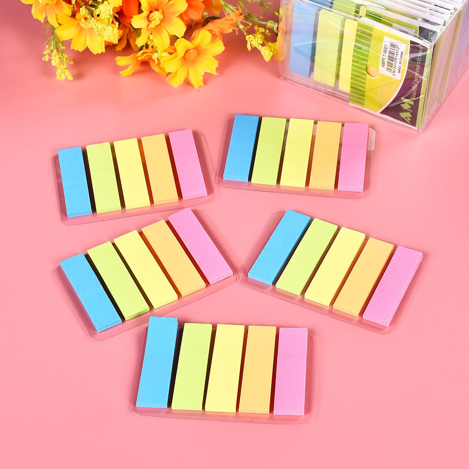 荧光便签条箭头彩色纸便利贴便签盒彩色分类便利贴定制印色便利贴