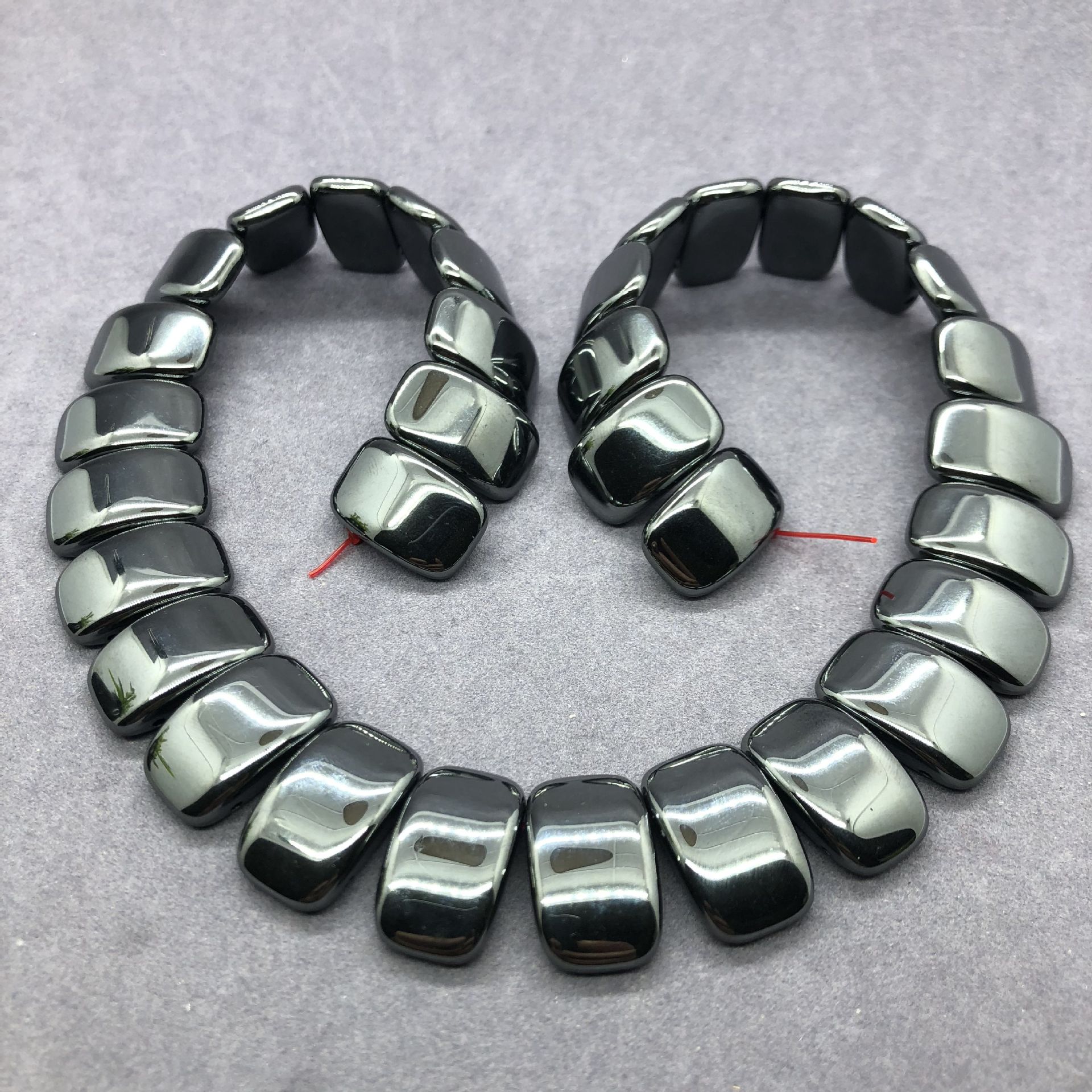 天然黑铁石扁平方格珠子 12*20mm diy手链隔珠饰品配件33颗/串