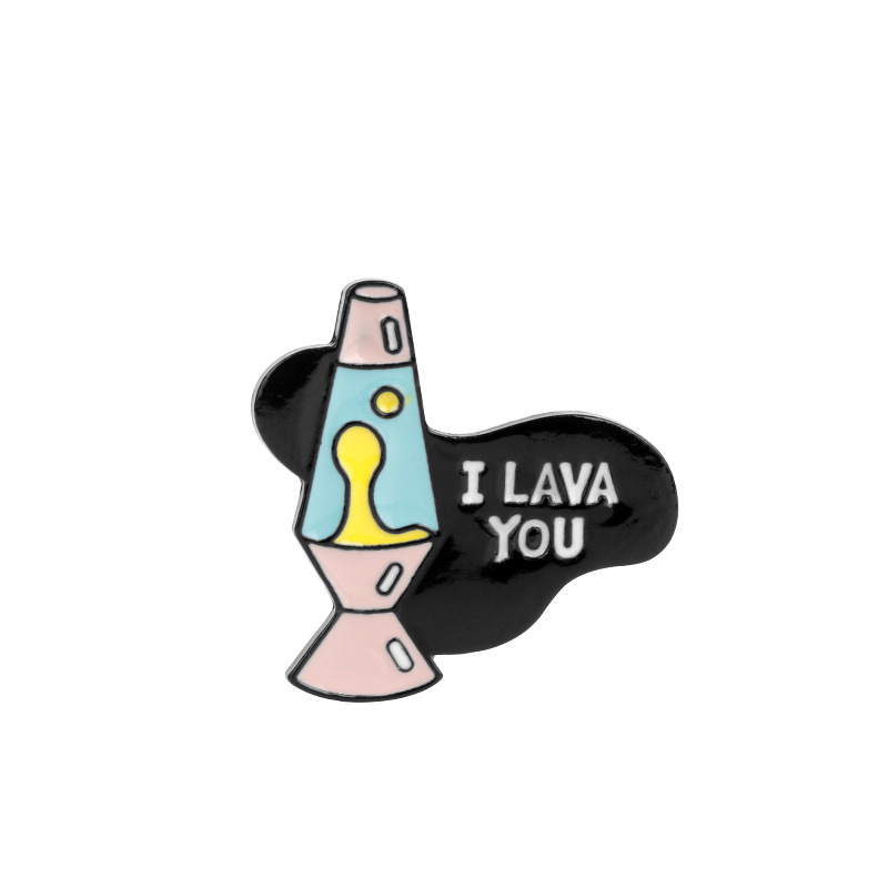 新款欧美创意合金熔岩火山岛 i lava you 胸针别针徽章服饰配件