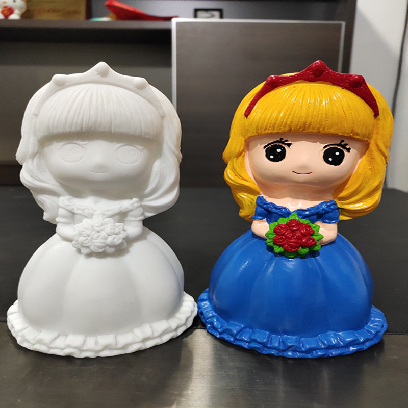 厂家批发石膏彩绘娃娃白坯涂色搪胶模具白胚儿童手工地摊diy玩具