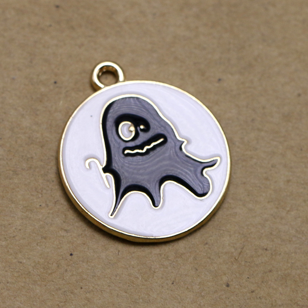 亚马逊彩色滴油西方万圣节圆牌吊坠灵魂小鬼项链服饰挂件批发