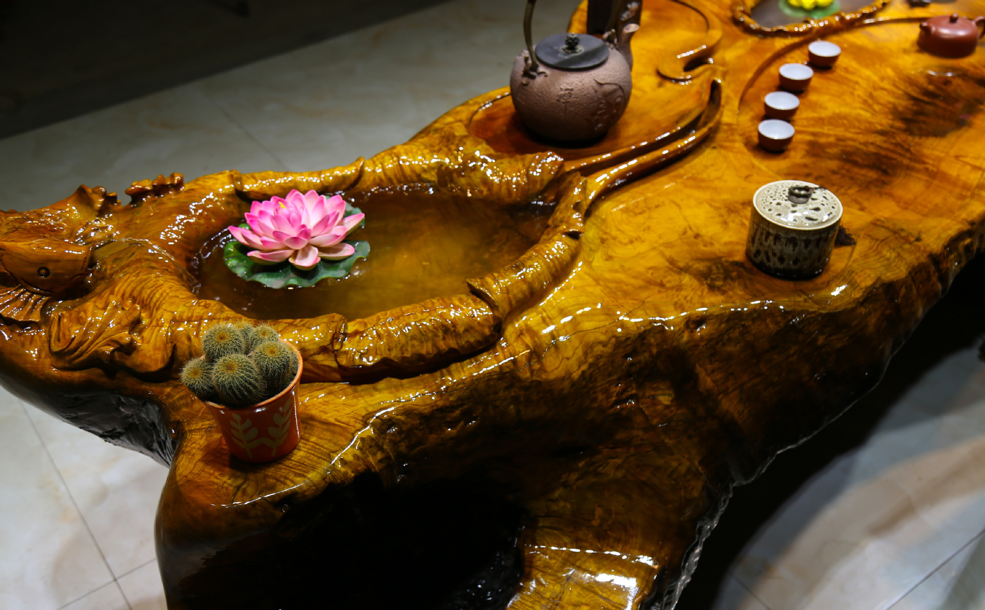 金丝楠木根雕茶台茶海 实木根雕茶几整体树根茶台 功夫茶桌茶艺桌