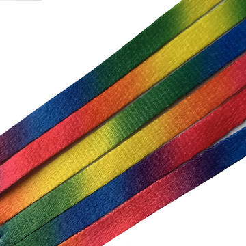 厂家现货七彩单层鞋带08宽小白鞋鞋带裤腰带彩虹鞋带渐变彩色