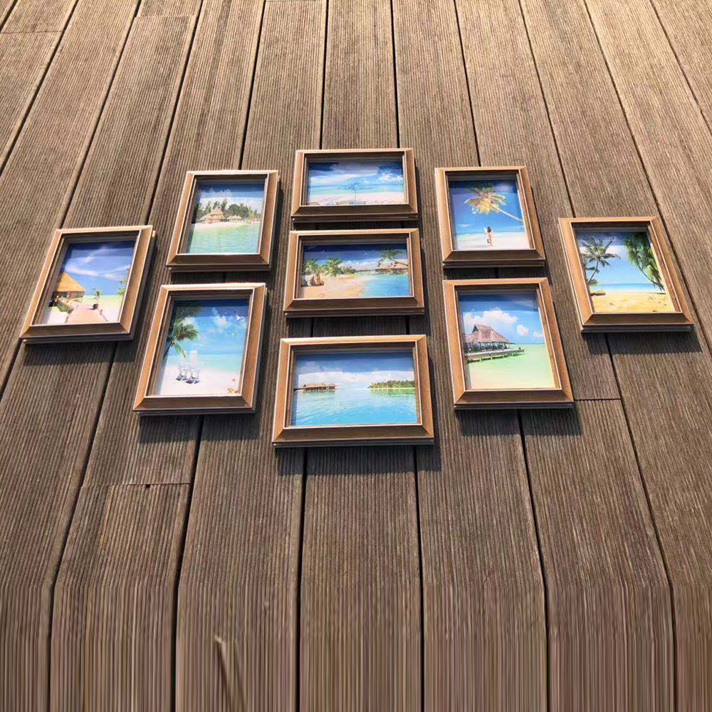 影楼特色九宫格米色墨绿色卡其色照片墙家庭客厅精美小相框摆台