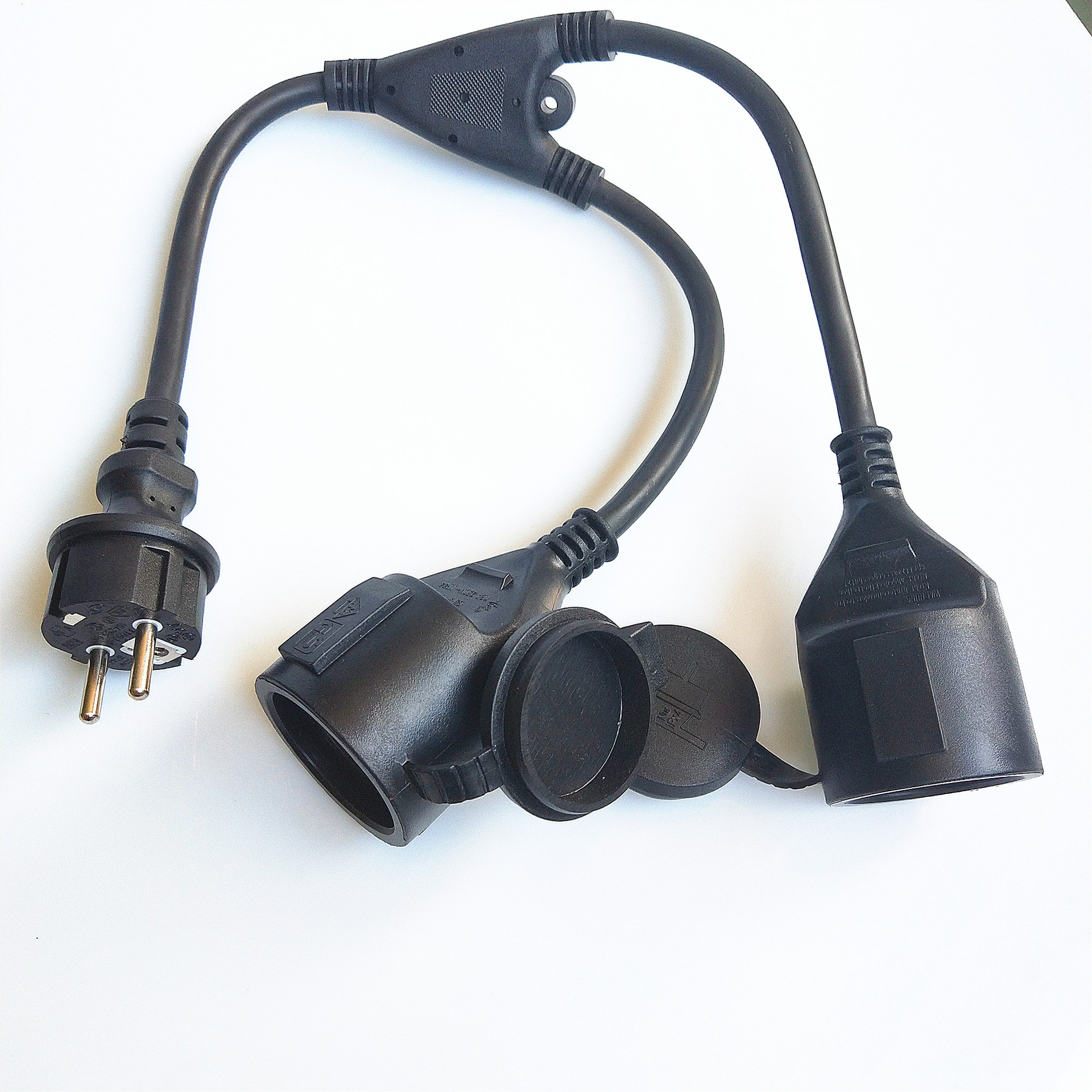 欧规两插法国头二芯母头欧式两孔公母对插延长线定制ac电源线白色