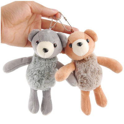韩国ins卡通毛毛熊毛绒小挂件呆萌毛绒玩具公仔创意女生包包挂