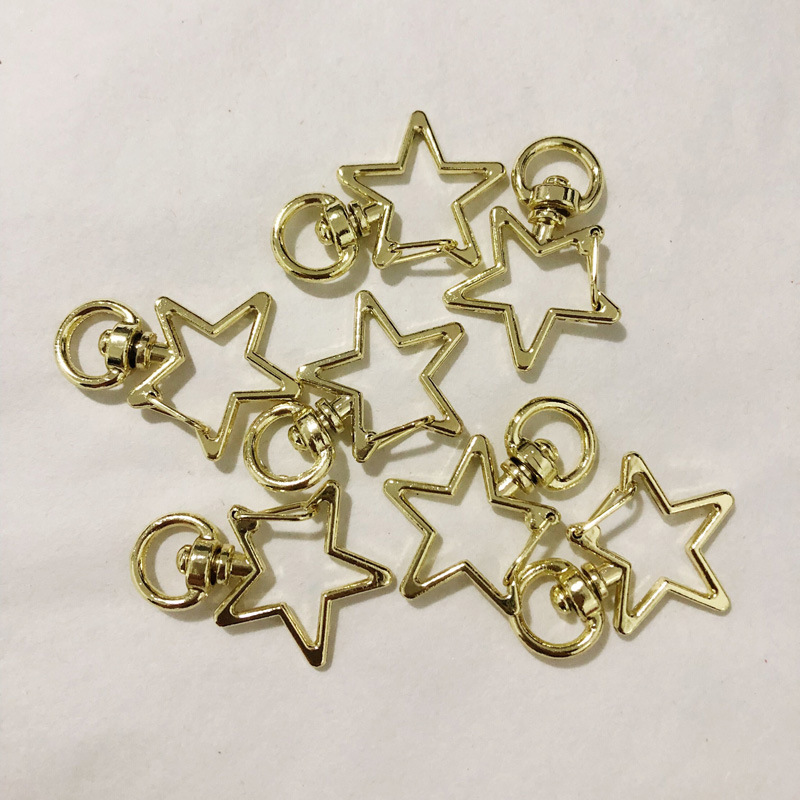 Creative Colorful Five-Pointed Star Keychain Zinc Alloy Key Ring Doll Pendant Accessories Colorful Best-Selling in Stock