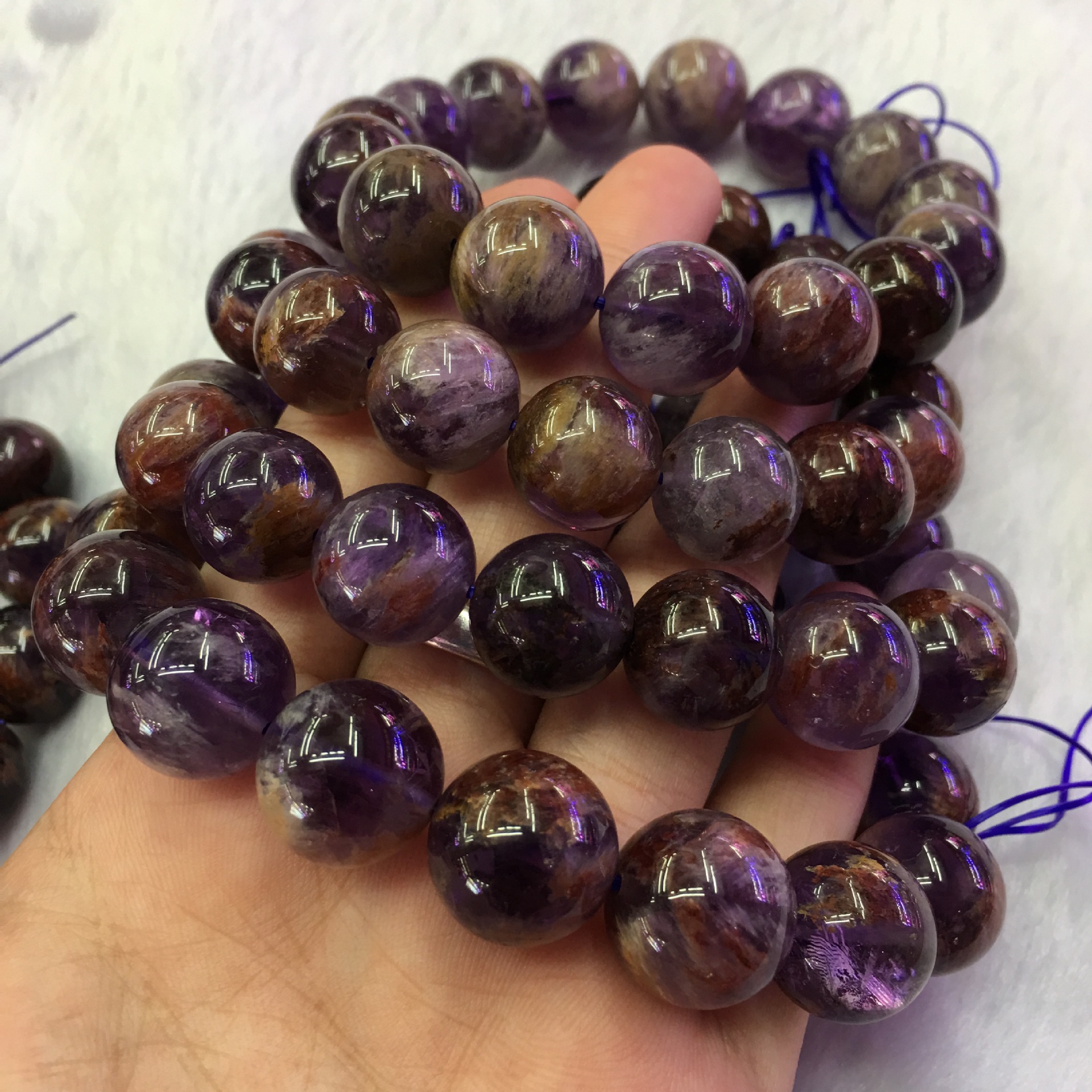 天然紫钛晶手链 紫幽灵水晶 紫幽灵手串水晶饰品批发