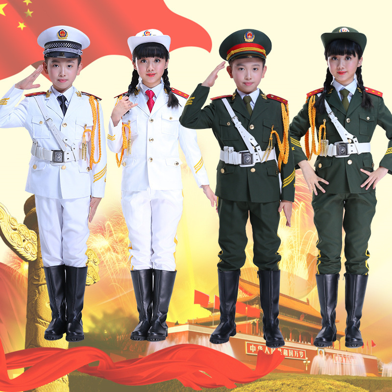 新款三军仪仗队升旗手国旗护卫队儿童中小学生军装礼服套装演出服