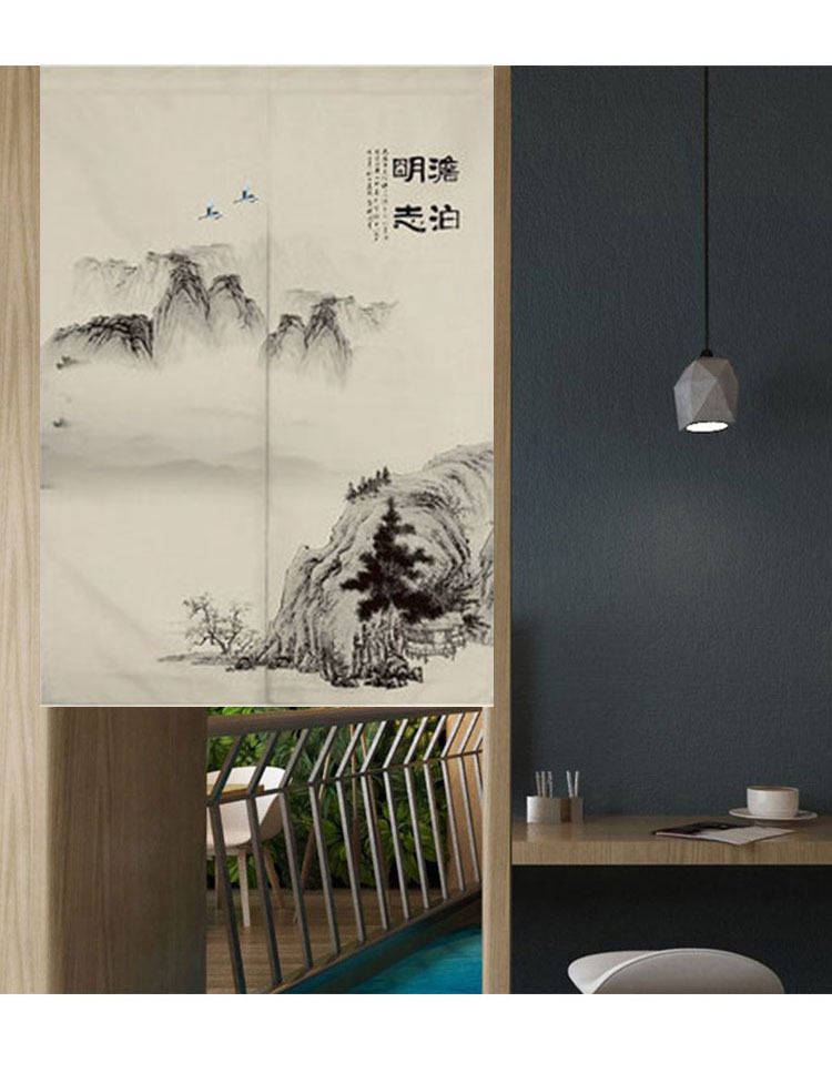 中国风布艺帘子家用风水门帘卫生间厨房遮挡帘卧室挡风新中式半帘